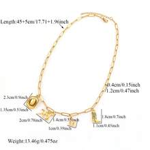 1pc New Classic Letter Western Cowboy Boot Hat Horse Pendant Gold Stainless Steel Paperclip Chain Necklace, Women - Yellow Gold - View 2