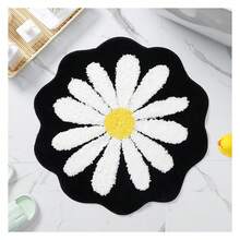 Bath Mat Non Slip Water Absorption Machine Washable Soft Plush Rug Mat For Bathroom Bedroom Kitchen Toilet Floors 25.6 X 25.6 Inches Black High-Low Pile Design Quick Dry - 彩色 - 查看 1