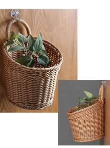 1/3 Stücke Wandaufhänge Korb Set, verschiedene Stile verfügbar, gewebte Plastik-Rattan-ähnliche an der Wand montierte Organizer Körbe, handgefertigte Hängecontainer für Küche, Ingwer Knoblauch Obst Blumen, Mehrzweck Aufbewahrungsregale, perfekt als Geschenk zu Weihnachten/Halloween