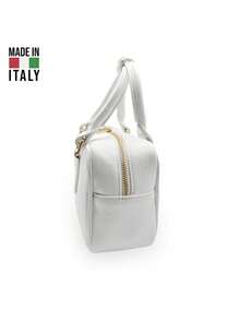 Bolso de hombro para mujer. Hecho en Italia. Elaborado con cuero genuino. Para viajes, viajes de negocios, vacaciones, trabajo, traslados, estilo de lujo ligero. Y2K. Retro, de moda, popular. Ligero. Versátil. Múltiples colores disponibles. - Blanco - Ver 2