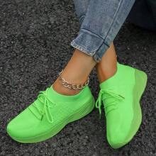 Women's Plain Round Toe Criss-Cross Strap Casual Sports Sneakers - Light Green - View 6
