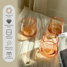 Stemless Wine Glasses Set 6[Peach Color Wine Glasses Stemless] Peach Short Tumbler[14oz] Peach Glassware For Wine Or Soft Drinks,Unique Wine Gifts For Valentines Day - Light Peach - View 4