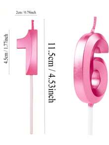 Pink Number Candles 0-9 Years Old, Birthday Cake Candles, Party Decorations - Pink - View 7