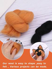 1 套初学者羊毛毡 Poke Fun DIY 套件、狗系列羊毛材料包、手工羊毛毛绒娃娃吊坠，附基本配件和教程 - 彩色 - 查看 3