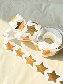 500 pièces/rouleau Autocollants pentagramme dorés holographiques, 1 pouce, 1,5 pouce, rouleau d'autocollants pentagramme, autocollants de décoration de cadeau DIY, autocollants de scellage d'enveloppe, étiquettes PVC imperméables, autocollants d'étoiles holographiques, autocollants d'emballage d'étoiles brillantes et colorées - Doré - Voir 4