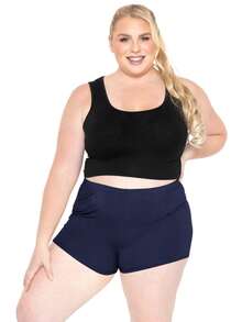 STRETCH IS COMFORT Women's And Plus Size Nylon Booty Shorts | Small - 3X - Navy Blue - View 3