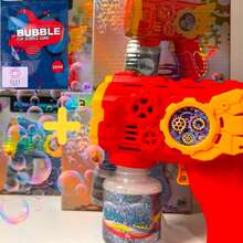 Automatic Bubble Blower Machine, Colorful, Kids Toy, Blue Red, 50ML - Red+Refill - View 2