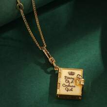 1 pieza Collar con dije en forma de corazón esmaltado de moda con estampado de letra, adecuado para uso diario de mujeres