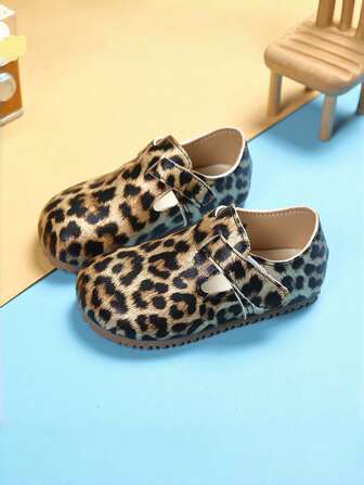 Children's Casual Leopard Print Leather Shoes For Toddlers
