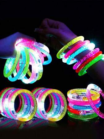 20个LED发光手环，夜光，适合生日、嘉年华、圣诞节、万圣节、新年派对，霓虹色婚礼装饰，带闪光灯和荧光棒