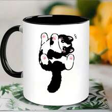 [Cute Cartoon Kitten Pattern Mugs] 1pc Creative And Unique Ceramic Coffee Mugs For Juice, Milk, Coffee - Perfect Birthday Gift And Holiday Gift For Family, Him, Office Afternoon Tea Coffee Mugs, Family Breakfast Milk Mugs, Cold Drink Mugs, Mugs Of Water, Milk Tea Mugs, Beer Mugs And Other Interesting Mugs, Reusable Ceramic Material, Also Suitable For Party Creative Gifts. Back To School