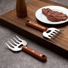 1pc Stainless Steel Bear Claw Fork, Long-Handled Meat Ripper, Food Safety Multi-Purpose BBQ Fork For Outdoor Cooking - Brown - View 7