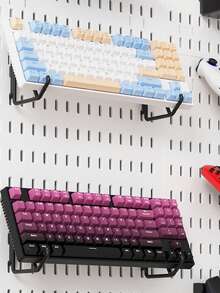 Complete Perforated Board Wall Panels, Plastic Accessories For Pegboard Display And Storage Racks, DIY Entry Wall, Hooks, Baskets, Divider Hooks, Storage Display Wall, Multi-Functional Display Rack, ABS Plastic Entry Display Rack, Gray Honeycomb Grid, With Hidden Screw Holes, Suitable For Key Display/Vertical Expansion/Computer Room Display/Home Office/Kitchen/Studio/Store And Various Occasions - Multicolor - View 9