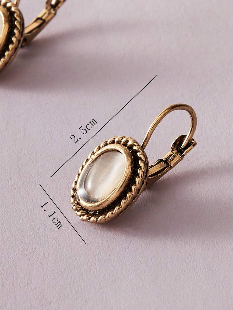 1 Pair Retro Minimalist Geometric Earrings, Suitable For Daily Wear