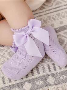 12 Pairs Baby/Toddler Mesh Bow Decor Random Color Breathable Comfortable Socks - Multicolor - View 3