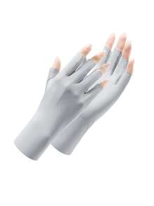 Silky UV Protection Fingerless Gloves For Women, Suitable For Nail Art, Cycling, Outdoor Activities - B - View 16
