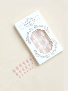 24 miếng dán móng tay kiểu Pháp màu hồng bóng, phù hợp cho phụ nữ và bé gái, thiết kế vuông ngắn kẻ sọc với đầu móng màu trắng, dễ dán, tạo nên kiểu móng nghệ thuật thời trang, vẻ ngoài thanh lịch, phụ kiện móng tay dễ thương. - Nhiều màu - Xem 3