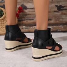 Dikke bodem Romeinse stijl wig sandalen voor vrouwen, peep toe platform schoenen