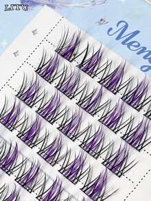 40pcs/8 Rows Colorful False Eyelashes, Sweet & Cute Devil, Pink & Purple Creative Cartoon Girl Lashes, Volumized Multi-Layered Natural Lookinglash Clusters,Eyelash Clusters,Individual Eyelashes,Lashes,Fake Lashes - Multicolor - View 12