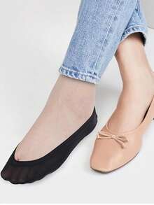 1/3/5/10双装 女士超低帮隐形防滑尼龙袜，适合平底鞋、乐福鞋和高跟鞋，圣诞礼物 - 彩色 - 查看 4