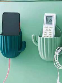 仙人掌形壁挂式收纳架，用于存放牙刷、梳子和化妆刷 - 粘性、无痕、塑料、免打孔 仙人掌壁挂式收纳盒 手机支架 牙刷 梳子 化妆刷 遥控器收纳筒 卫生、节省空间的浴室必需品 家居浴室装饰 浴室配件 浴室收纳盒 秋季装饰 返校季 - 彩色 - 查看 4