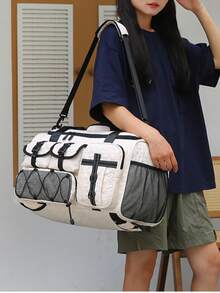 1pcOver Night Holiday Luggage Travel Duffel Bag, Large Capacity Waterproof Gym Bag, Weekend Carry-On Handbag With Dry And Wet Separation, Casual Multifunctional Portable Shoulder Bag With Shoes Compartment For Business, Vacation, Outdoor - Multicolor - View 3