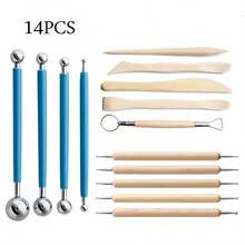 13pcs Pottery Tools Set, Ceramics Sculpting Carving Knives, Ribs, Sponge, Piercing Needles, Soft Clay Modeling Tools - Clay Tools - View 4