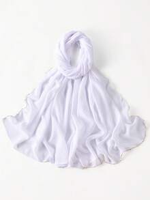 1pc Women's Fashion Chain Chiffon Long Scarf, Long Solid Color Muslim Headscarf/Hijab Shawl, Elegant Daily Casual Sunscreen - Chain Chiffon Scarf - View 6