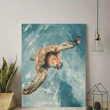 1pc Turtle Beach Landscape Canvas Poster - With Wooden Framed, High Quality Landscape Canvas Printed Art Decoration, Perfect Gift For Family And Friends, Ready To Hang In Living Room, Bedroom, Restaurant, Kitchen, Dormitory - Wall Art Decoration - 06 - 查看 5