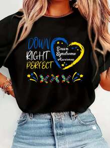 Down Right Perfect  Awareness Boys Girls Kids T-Shirt Print T-Shirt Casual Crew Neck Short Sleeve Comfort Tee Top For Spring & Summer Women's Clothing