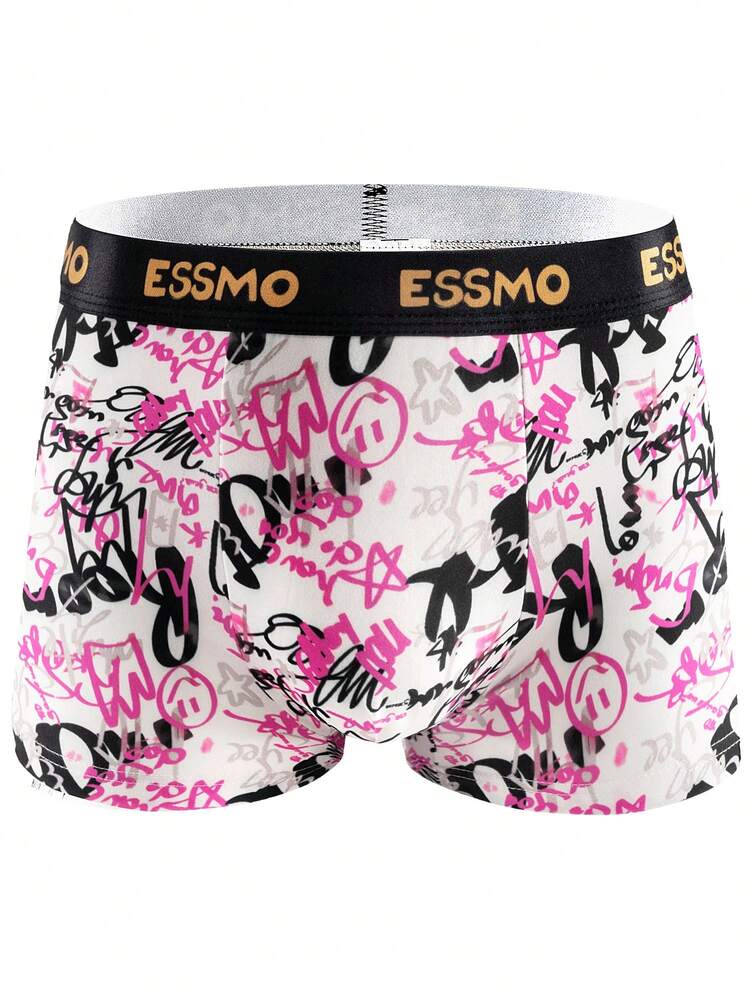 5pcs/Pack Men's Seamless Graffiti Printed Basic Boxer Briefs, Gifts For Summer - Multicolor - View 6