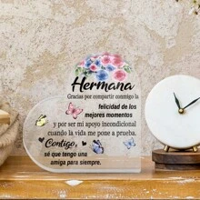 Putuo Decor 1pc Spanish Heart Shaped Acrylic Sign Table Decor, Desktop Decoration For Home Farmhouse Living Room, Gift For Grandmother