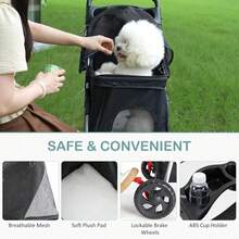 Pet Stroller For Dogs And Cats | Foldable, Lightweight, And Durable | Ideal For Small To Medium Pets | Includes Storage Basket And Cup Holders-TKL