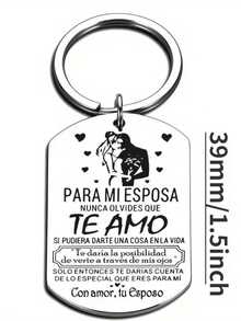 1 件不锈钢“我会永远记得我爱你”雕刻钥匙扣，情人节或周年纪念日送给妻子的浪漫礼物，汽车配件包，魅力学校可爱哥特 Y2k - 銀色 - 查看 2