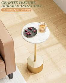 Drink Table Pedestal, Small Round Side Table, Small Drink Table, Drink Tables For Small Spaces, Pedestal End Table, Small Pedestal Table, Black - Vàng - Xem 4