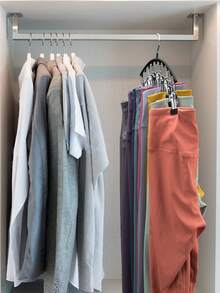 1pc Clothes Hanger, Hanging Rack Space-Saving Curved Hanger For Yoga Pants And Leggings - Closet Organizer With 10 Clips, Pants Socks Hanger For Clothes Shops Valentine DAY, Valentines Wedding, Birthday