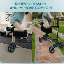 Knee Scooter Pad Cover With Removable Soft Velvet Cover And 2.4inch Highly Resilient Comfort Memory Foam, Knee Scooter Cushion For Adults For Foot Surgery - Knee Scooter Accessories Universal Fit