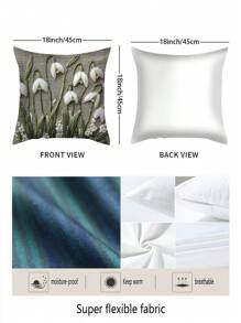 1 capa de almofada floral estilo vintage com floco de neve, 45x45 cm, lavar somente à mão, poliéster trançado, capa de almofada decorativa para sala de estar e quarto - sem bordado