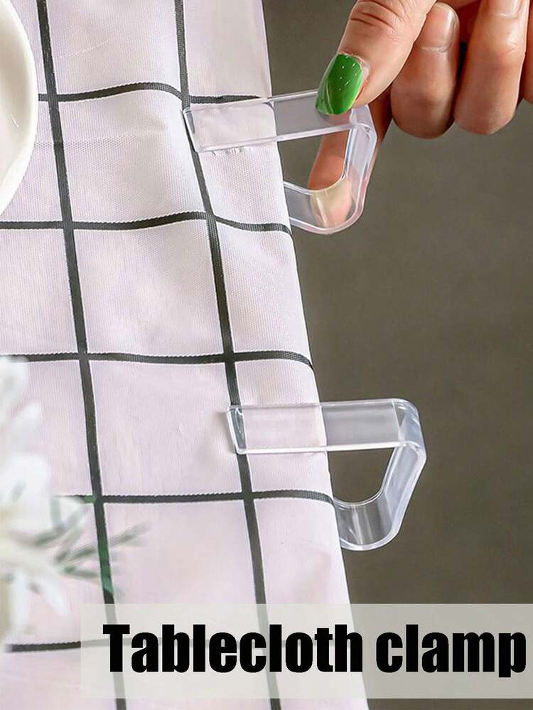 4pcs Transparent Tablecloth Clips, Plastic Tablecloth Holder Suitable For Indoor And Outdoor Events, Great For Meeting Parties - Multicolor - View 2