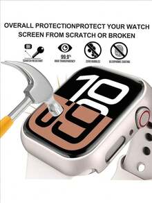 1 pieza Nuevo Estuche para Apple Watch Serie 10 con Protector de Pantalla de Vidrio Templado, Apto para Relojes Apple Watch Ultra/SE/8/7/6/5/4/3/2/1 de 38/40/41/42/44/45/49mm - luz de las estrellas - Ver 2