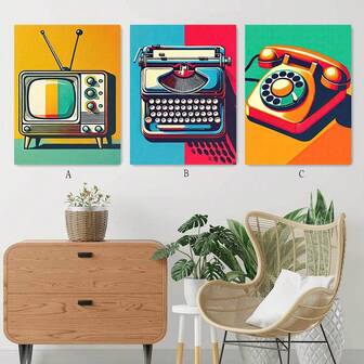 1 pieza/Set de 3 piezas Lienzos de pared con estilo vintage, pósteres de lienzo de moda minimalista moderna, para sala de estar, dormitorio, oficina, cafetería, estudio, decoración de pared del dormitorio, decoración del hogar, SIN marco/Enmarcado