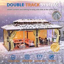 tooluck 12x20 Hardtop Gazebo With Metal Roof, Heavy Duty Galvanized Steel Gazebo With Reinforced Aluminum Frame, Flame-Resistant Curtains And Netting, Suitable For All-Weather, Brown - Brown - View 8