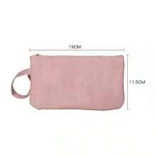 Large Capacity PU Leather Cosmetic Bag, Soft Phone Pouch, Solid Color Anti-Fouling Stationery Bag, Coin Purse