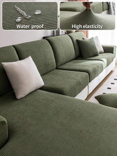 1pc Waterproof Jacquard Elastic Sofa Cover, Modern Minimalist Anti-Slip Sofa Protector, Living Room Couch Cover Suitable For L-Shaped And 1/2/3/4 Seater Sofas, All Seasons