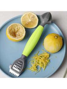 1 pieza Rallador y exprimidor de limón multifunción con rallador integrado, mango verde, cuchillas de acero inoxidable, fácil exprimido y rallado, herramienta de cocina esencial, diseño ergonómico, rallador, pequeño electrodoméstico de cocina - Verde - Ver 6