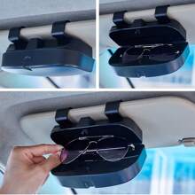 1pc Car Sun Visor Glasses Holder, Car Sunglasses Storage Box, Car Sun Visor Accessories, Eyeglasses Protective Storage Case, Car Organizer Accessory