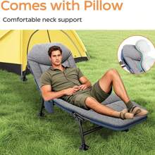 PERRTWDLF Cama de camping plegable con bolsillos laterales | Cama de camping Carp Cot con respaldo ajustable en 5 posiciones | Cama plegable para jardín, playa, interior y exterior, 190 x 65 cm (gris)