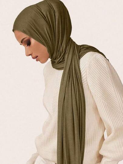 Solid Color Chiffon Hijab For Women - Premium Lightweight Headscarf With Modern Minimalist Edge | Versatile Dressy/Casual Muslim Head Cover Accessory (Wrinkle-Resistant)