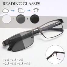 Alloy Frame Photochromic Reading Glasses For Men Business Style Eyeglasses With Spring Hinge High Quality Photochromic Glasses +1.0 1.5 2.0 2.5 3.0 3.5 4.0