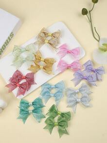 20pcs Cute Multi-Color Onion Rim Screw Threaded 3-Inch Bow Hair Clips, Suitable For Daily Wear And Gifts - Multicolor - View 2